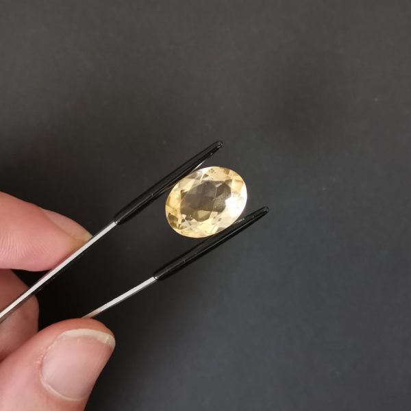 A photo of the crown area of the golden citrine against a black background