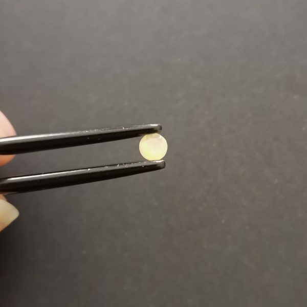 A photo of the crown area of the cream opal against a black background