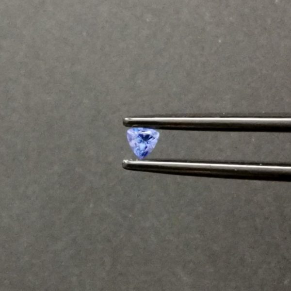 A photo of the crown area of the violet tanzanite against a black background