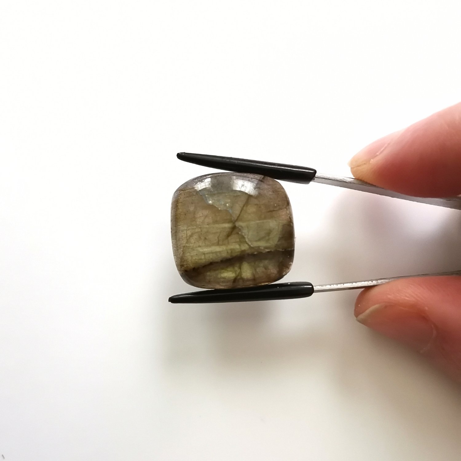 Rectangle Labradorite Cabochon - 21.2 mm by 19.8 mm - Image 3