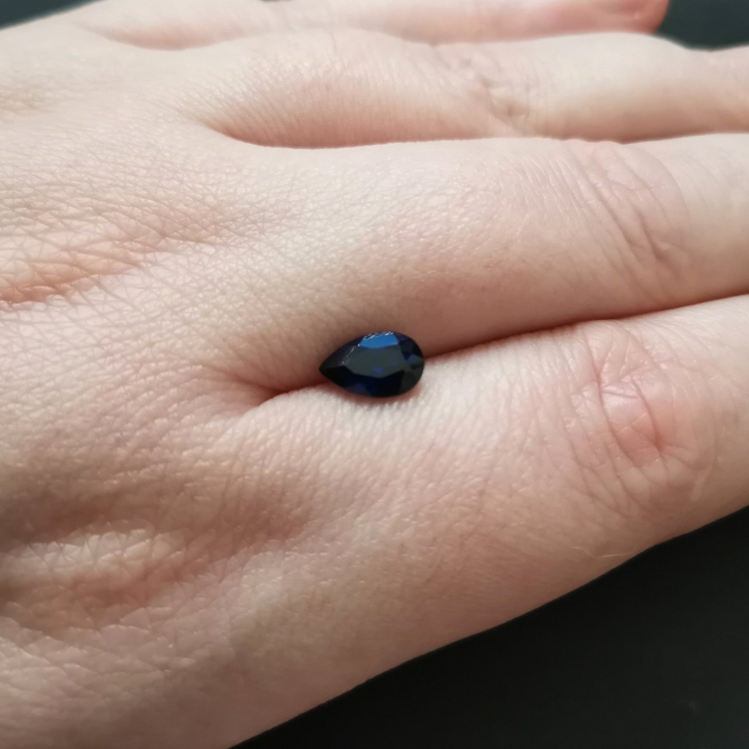 Lab Grown Blue Sapphire Teardrop – 8mm by 5mm - Image 4