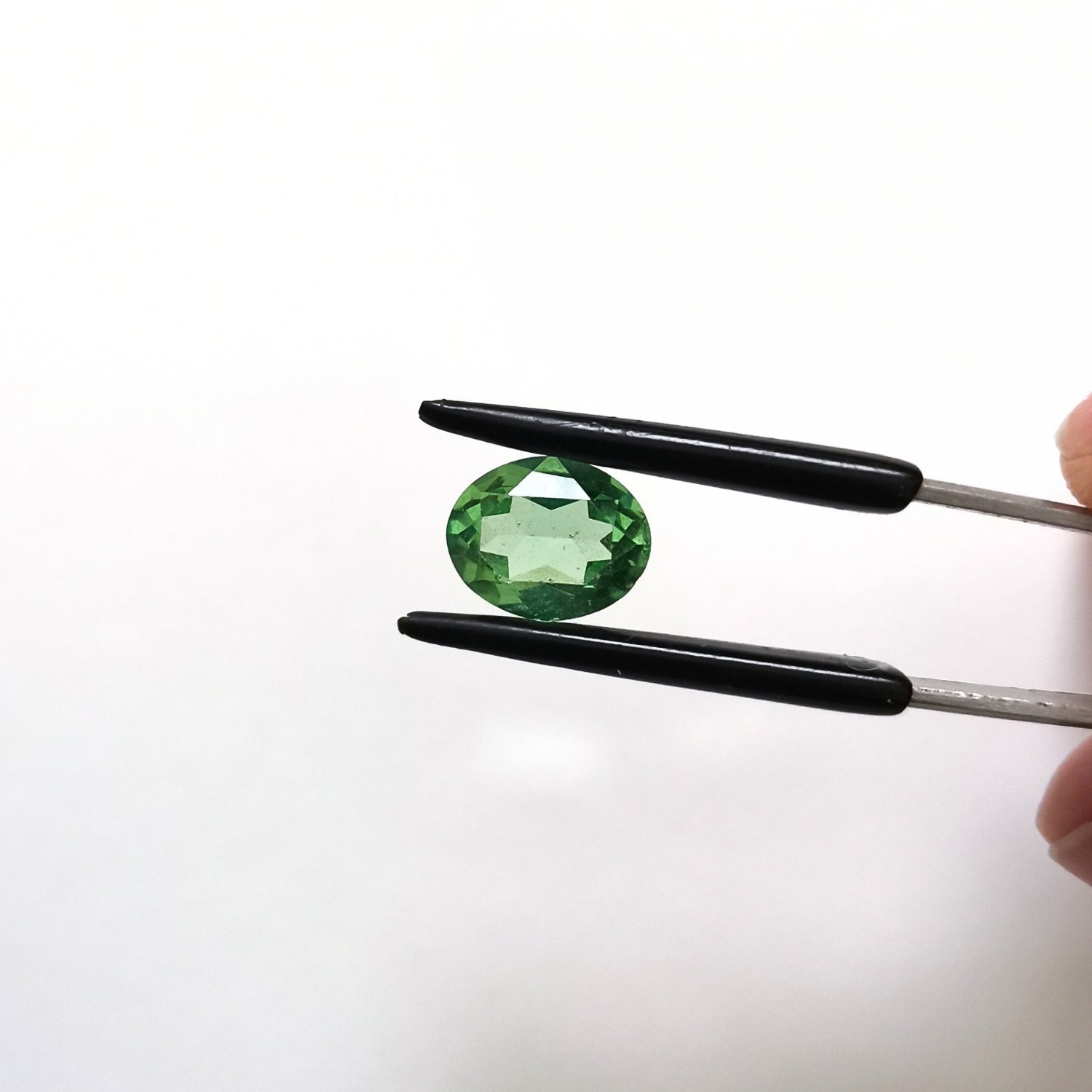 Green Uranium Glass Oval - 9.9mm by 8.0mm - Image 3