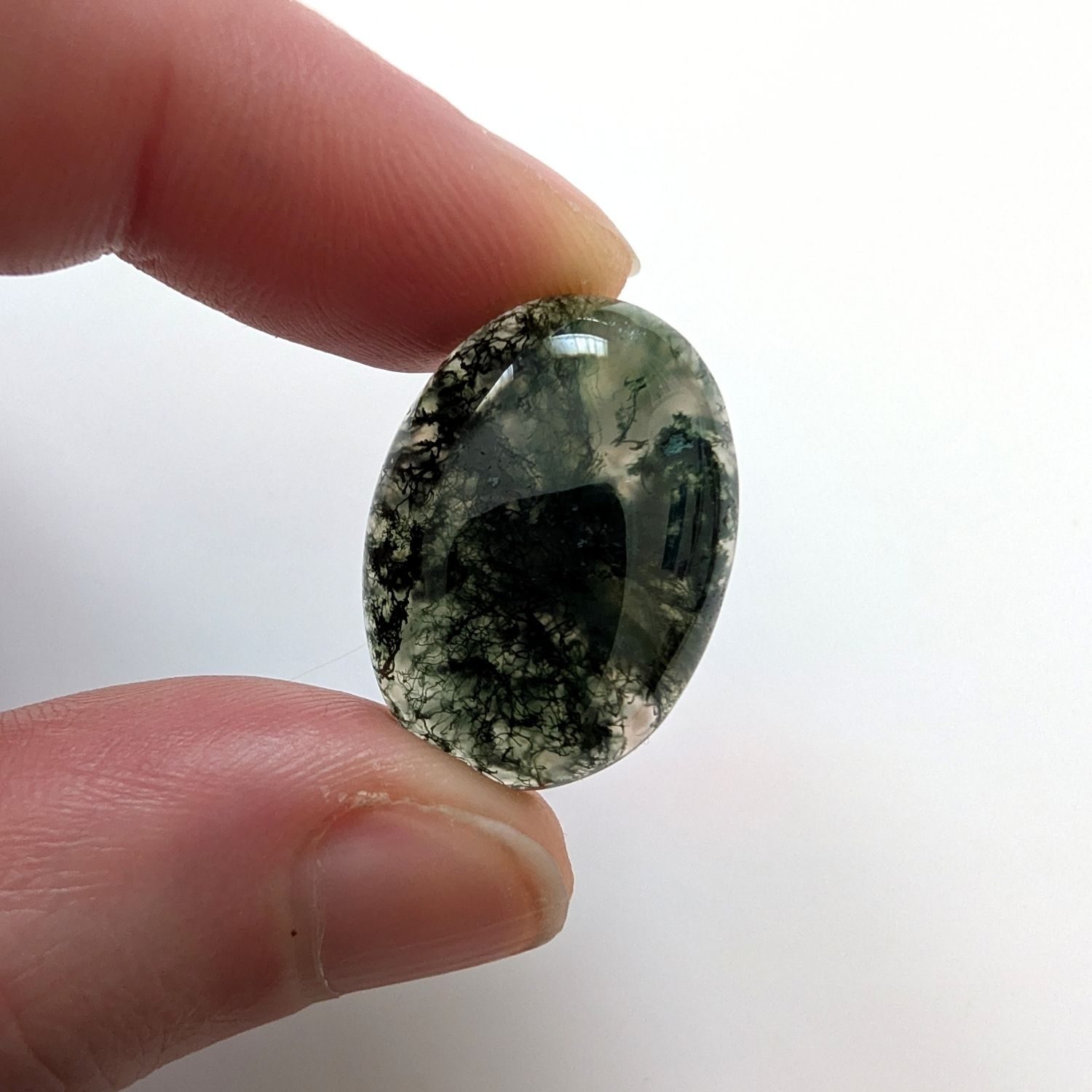 Moss Agate Oval Cabochon - 23.3mm by 16.7mm - Image 3