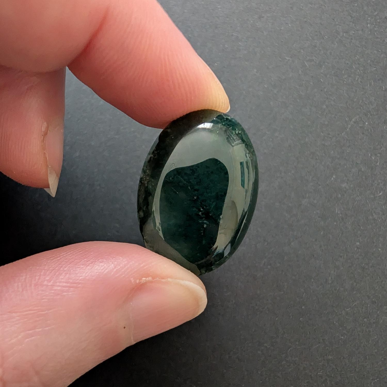 Moss Agate Oval Cabochon - 23.5mm by 16.4mm - Image 2