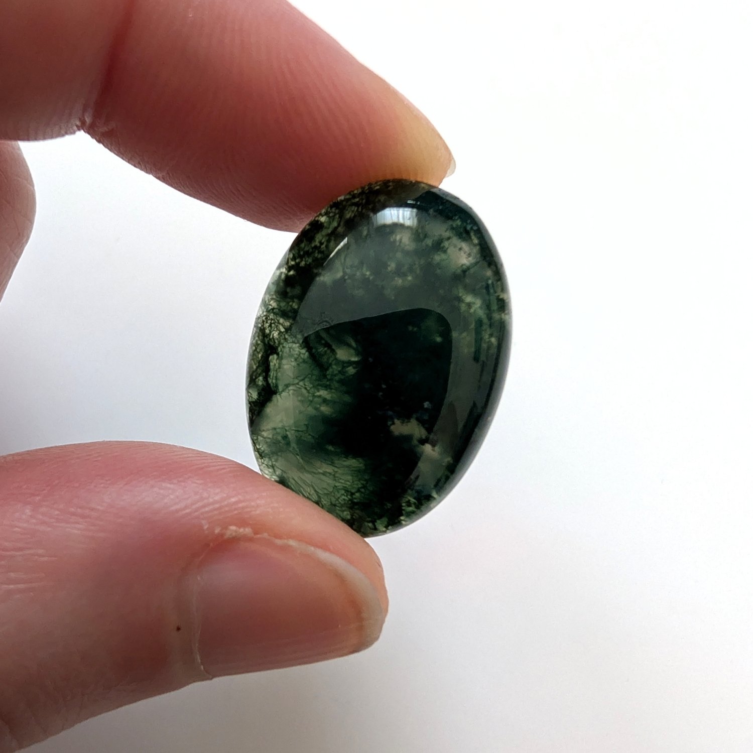 Moss Agate Oval Cabochon - 23.5mm by 16.4mm - Image 3