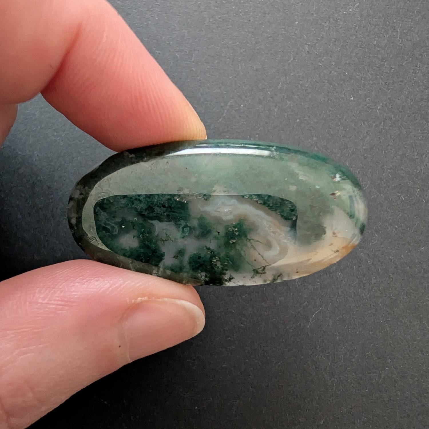 Moss Agate Oval Cabochon - 40.1mm by 20mm - Image 2