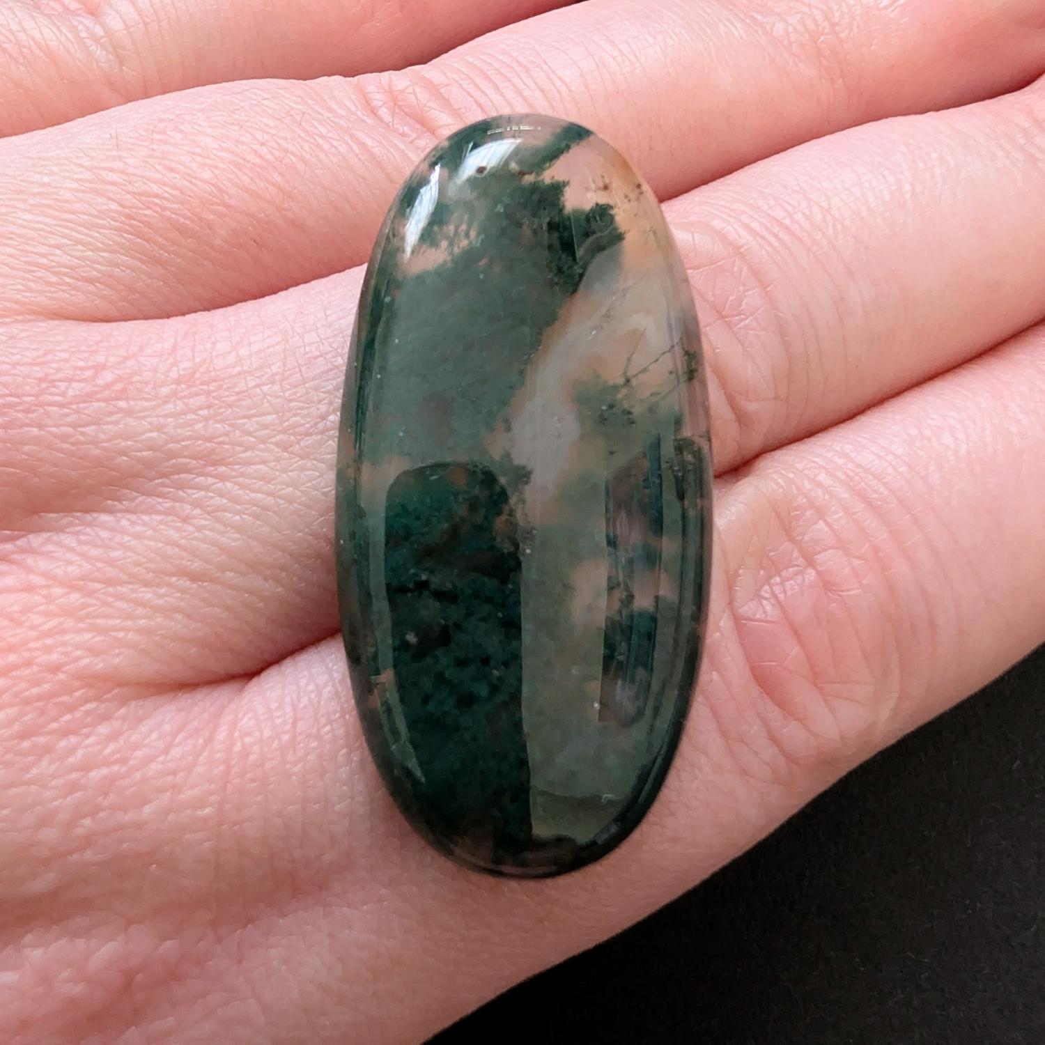 Moss Agate Oval Cabochon - 40.1mm by 20mm - Image 4