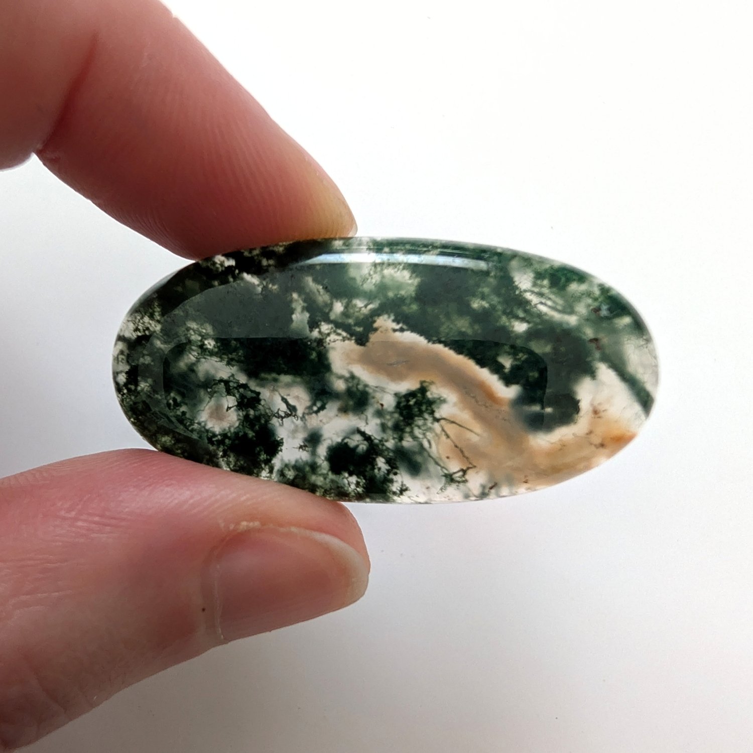 Moss Agate Oval Cabochon - 40.1mm by 20mm - Image 3