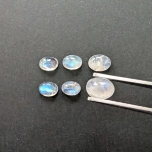 6 x Moonstone Cabochons - Oval Bundle in Various Sizes