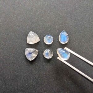 6 x Moonstone Cabochons - Bundle in Various Shapes and Sizes