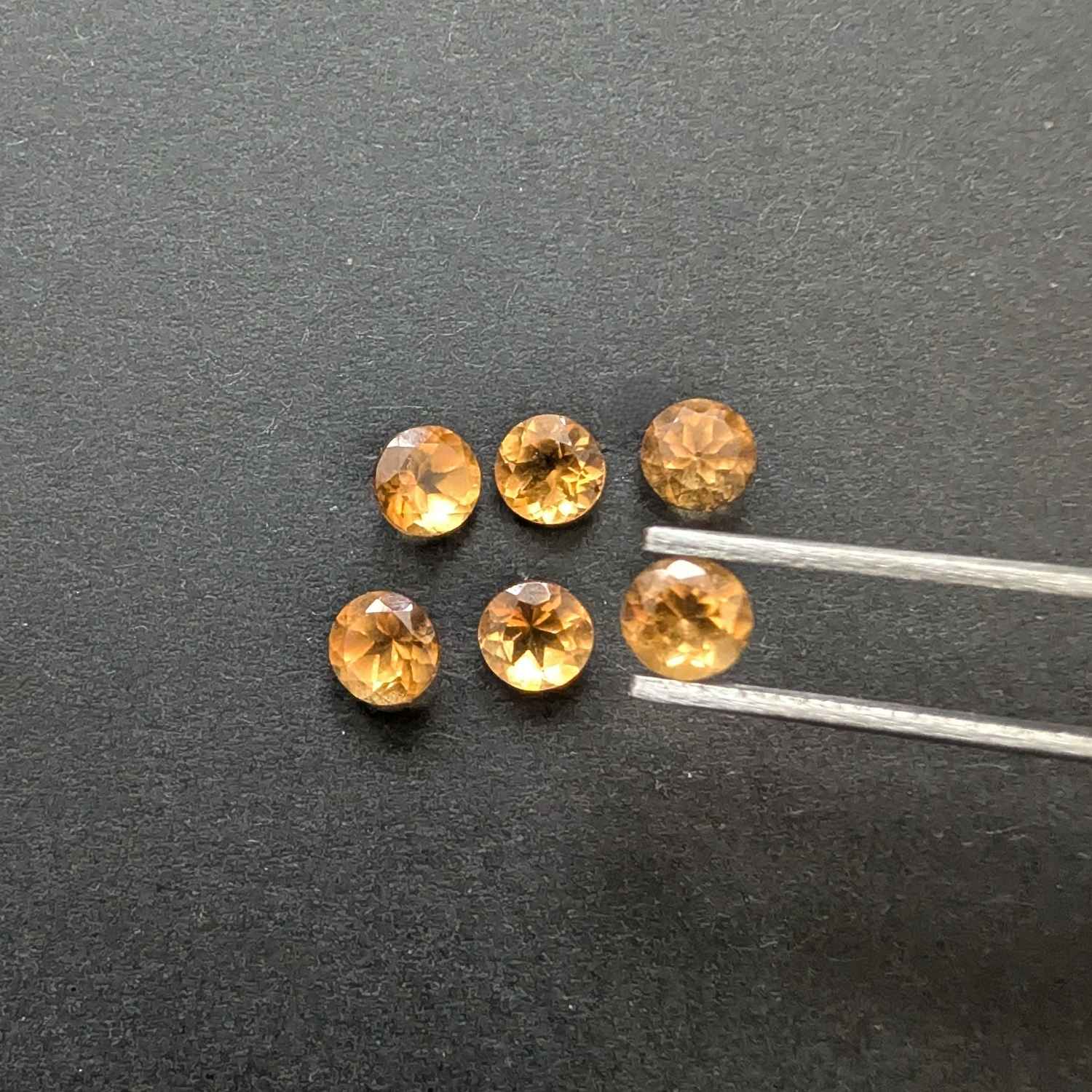 6 x Golden Orange Citrine Rounds - Approx. 5.1mm