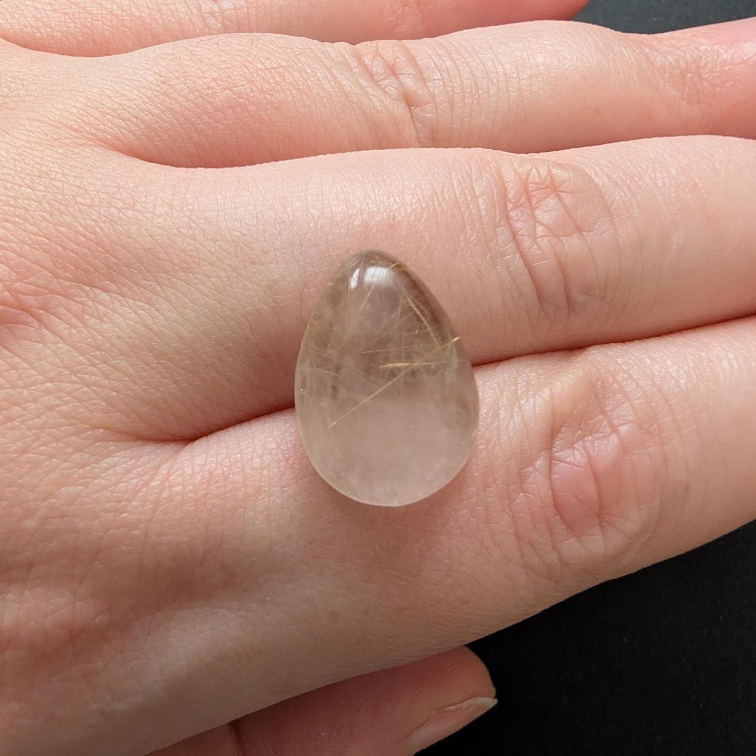 Rutilated Quartz Cabochon Teardrop - 18.4mm by 13.0mm - Image 3