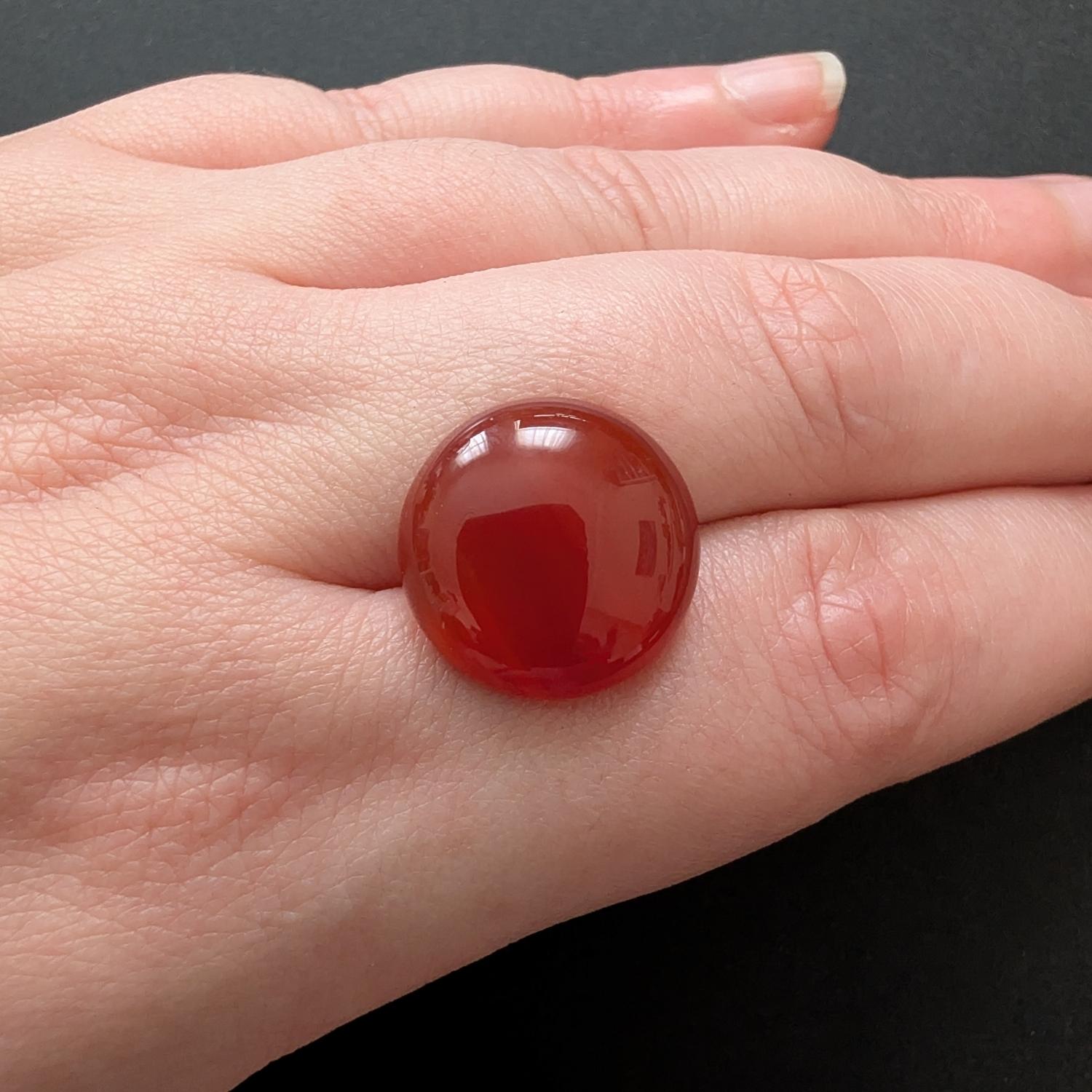 Orange Agate Cabochon Round - 17.8mm - Image 3
