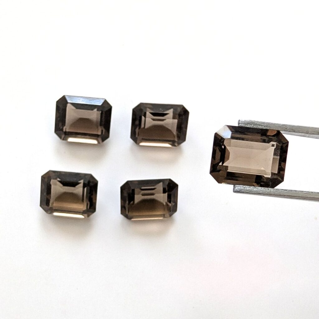 5 x Brown Smoky Quartz Rectangle Bundle