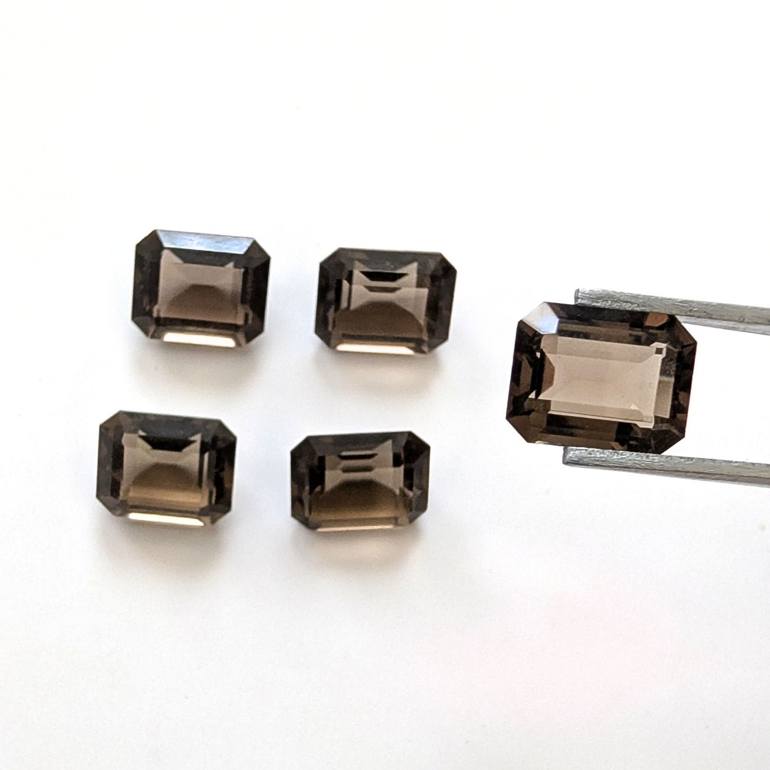 5 x Brown Smoky Quartz Rectangle Bundle