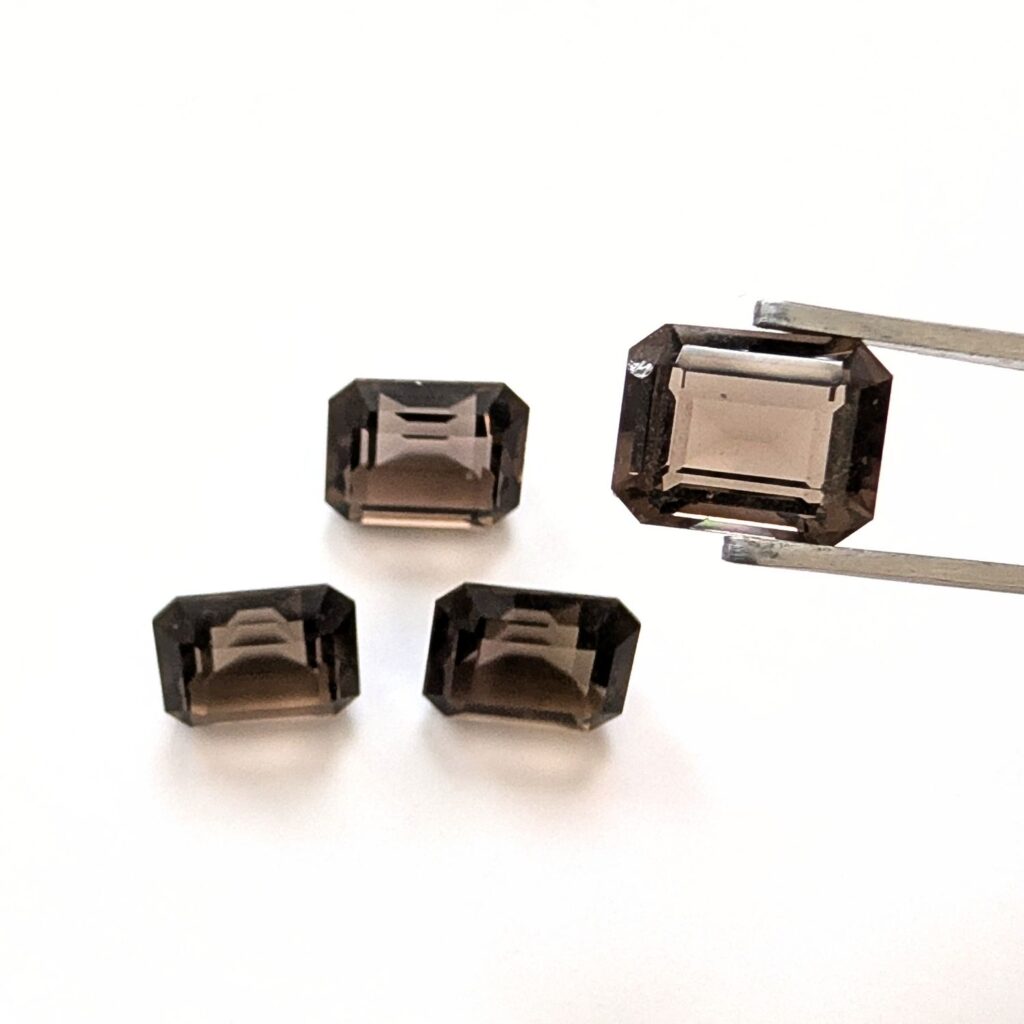 4 x Brown Smoky Quartz Rectangle Bundle