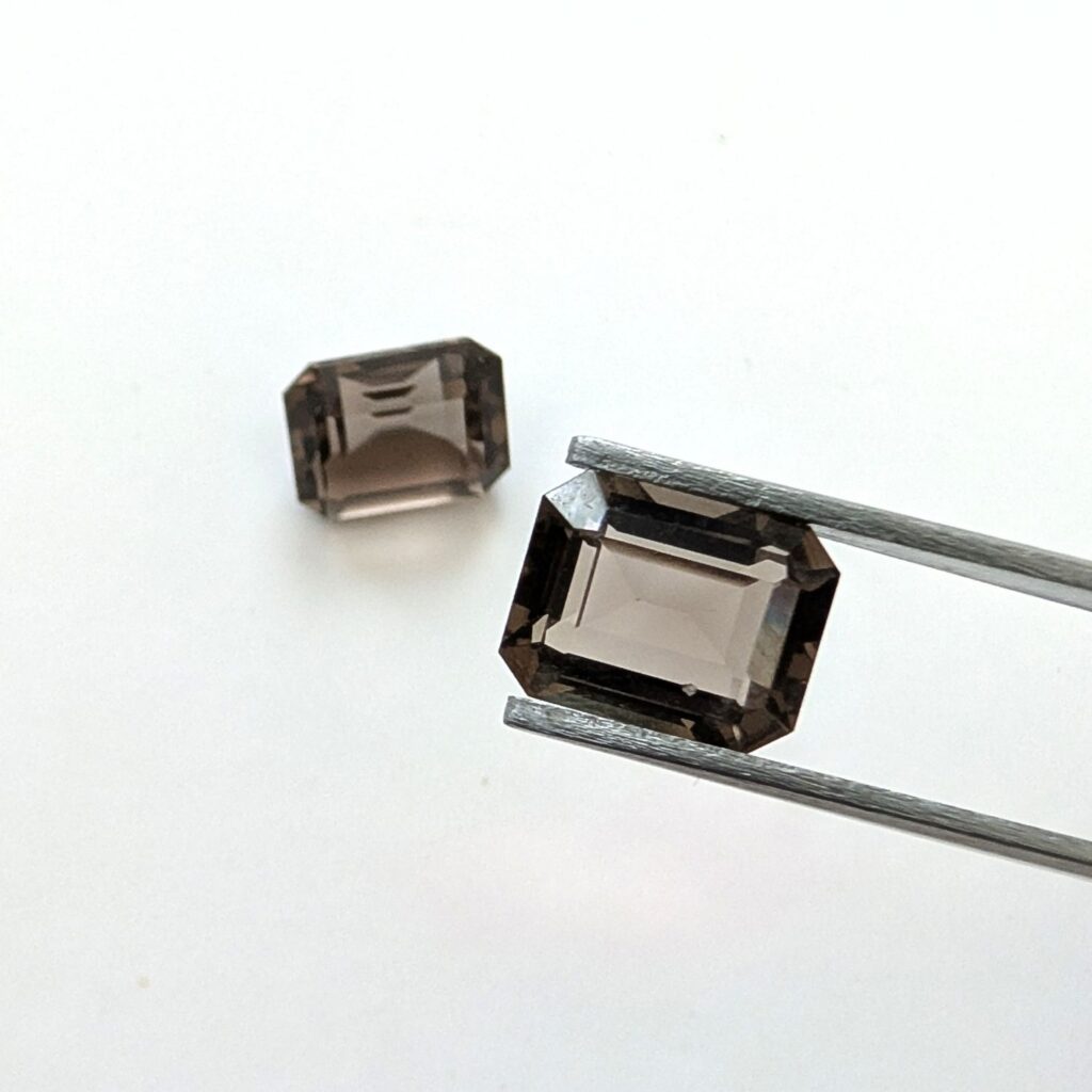 Pair of Brown Smoky Quartz Rectangles