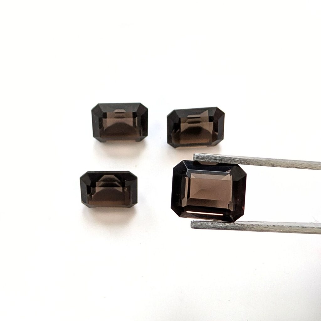 4 x Brown Smoky Quartz Rectangle Bundle