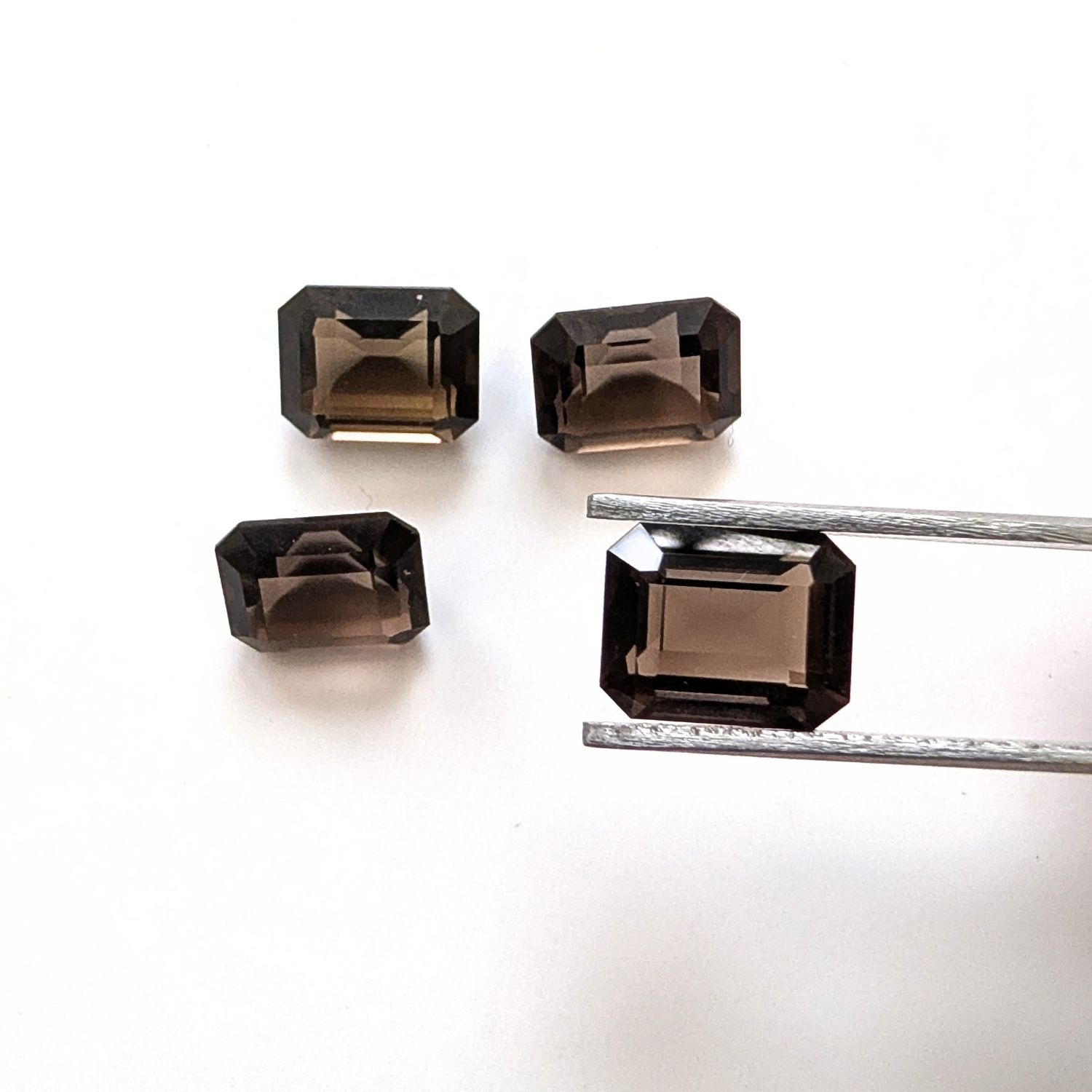 4 x Brown Smoky Quartz Rectangle Bundle