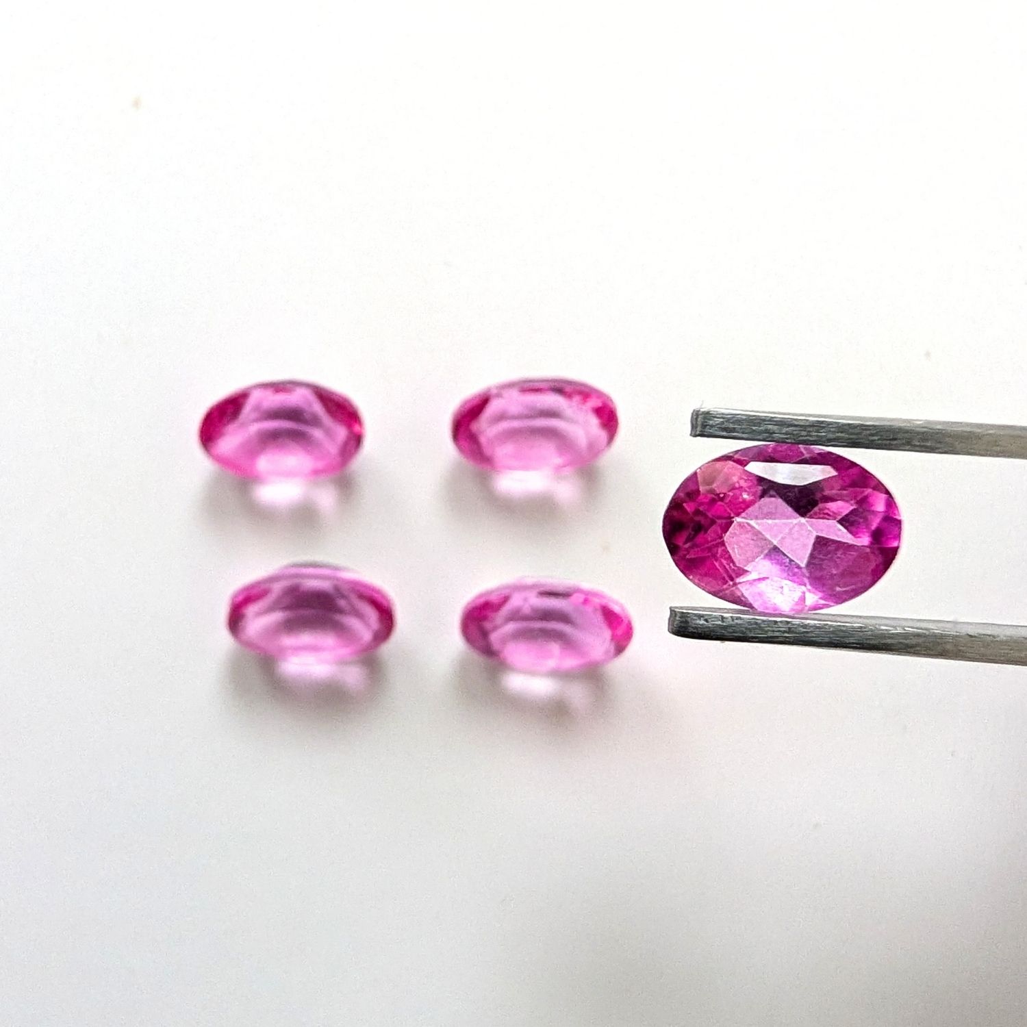 5 x Pink Colour Coated Topaz - Bundle of Oval Gemstones