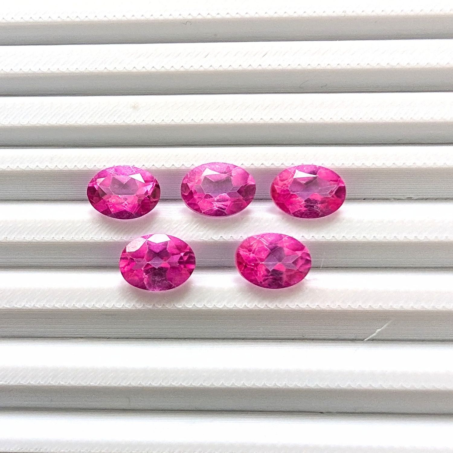 5 x Pink Colour Coated Topaz - Bundle of Oval Gemstones - Image 3