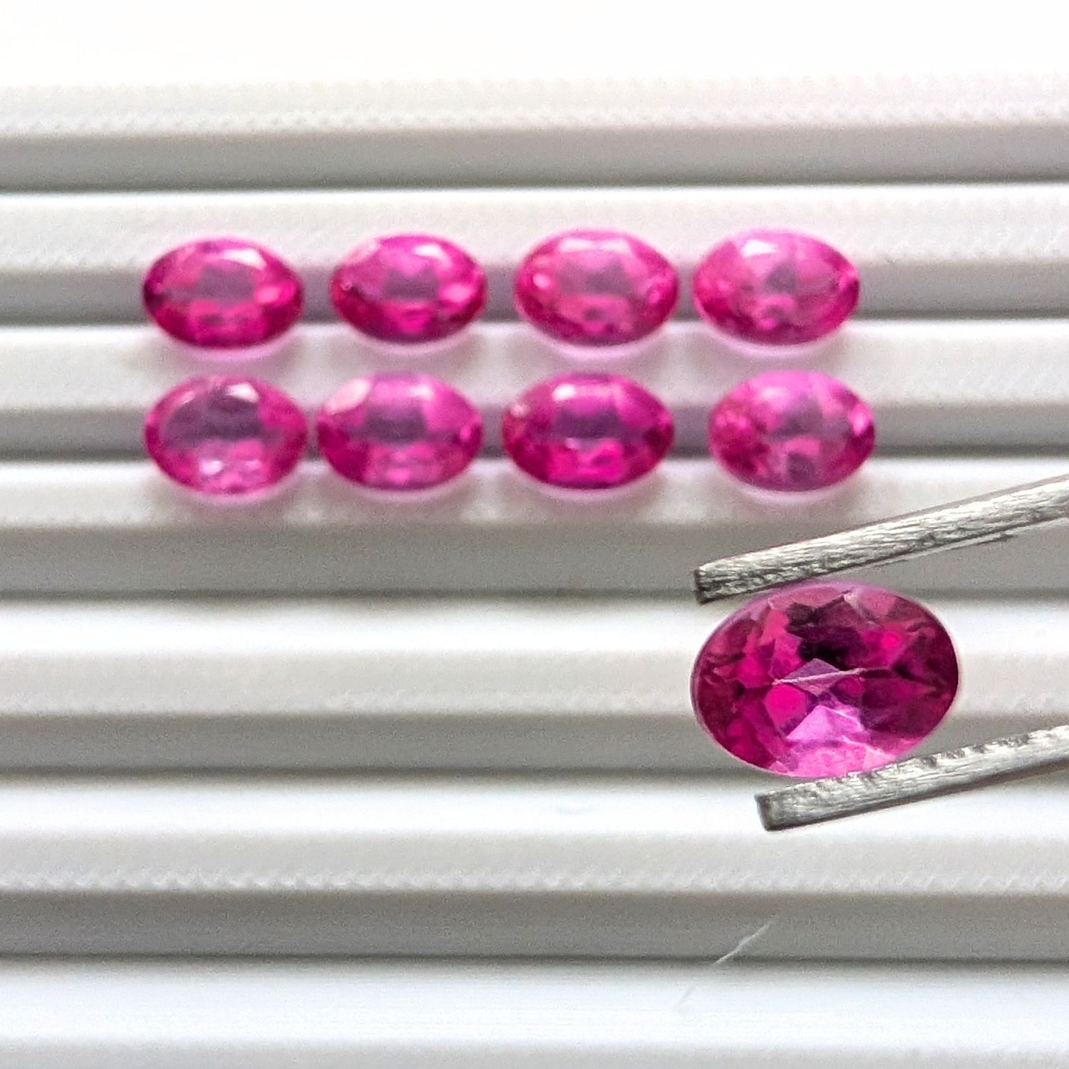 9 x Pink Colour Coated Topaz - Bundle of Oval Gemstones