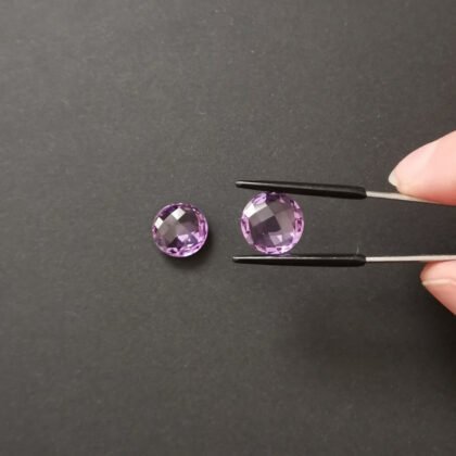 2 x Amethyst Checkerboard Rounds - 12mm