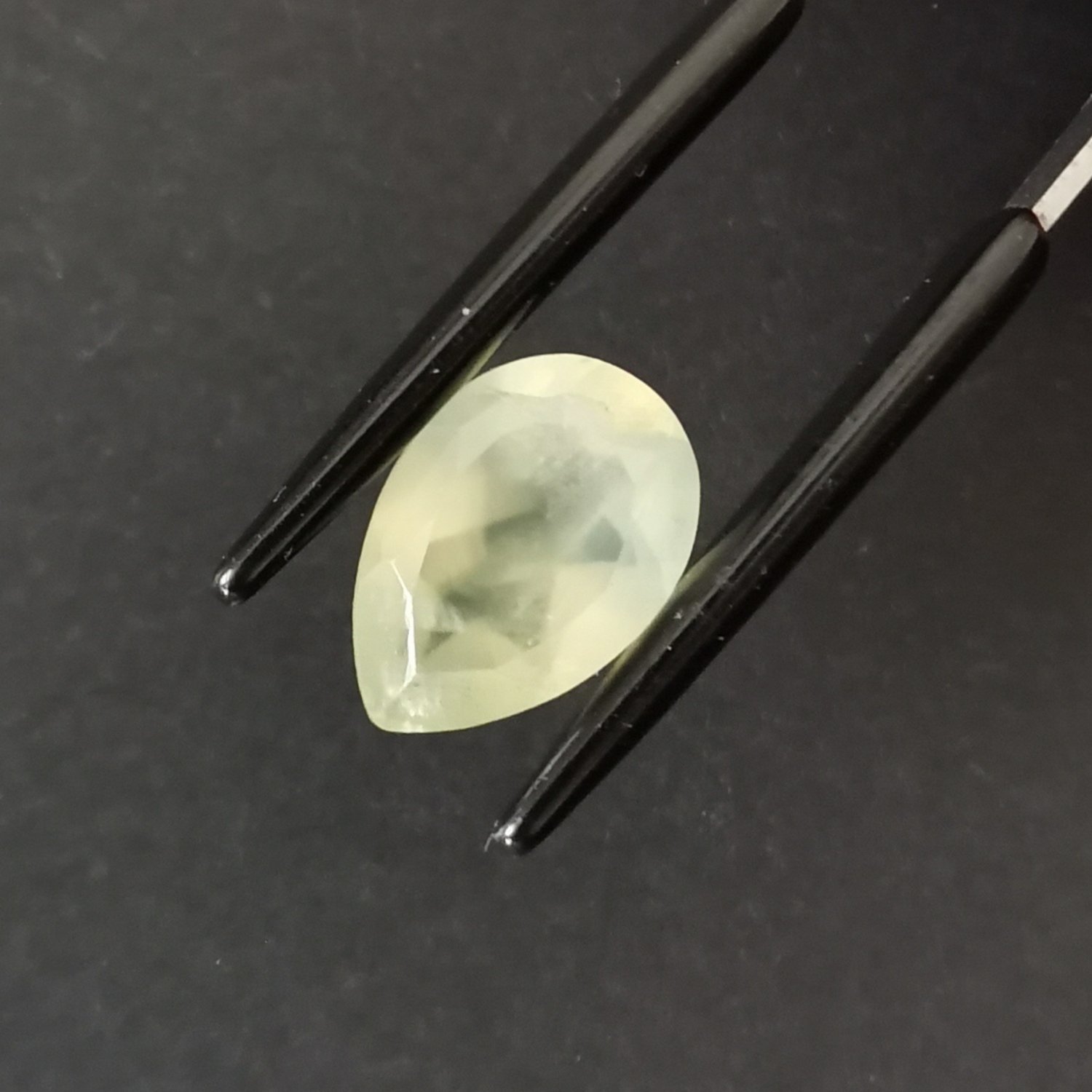 Yellow-Green Prehnite Teardrop - 13mm by 9mm