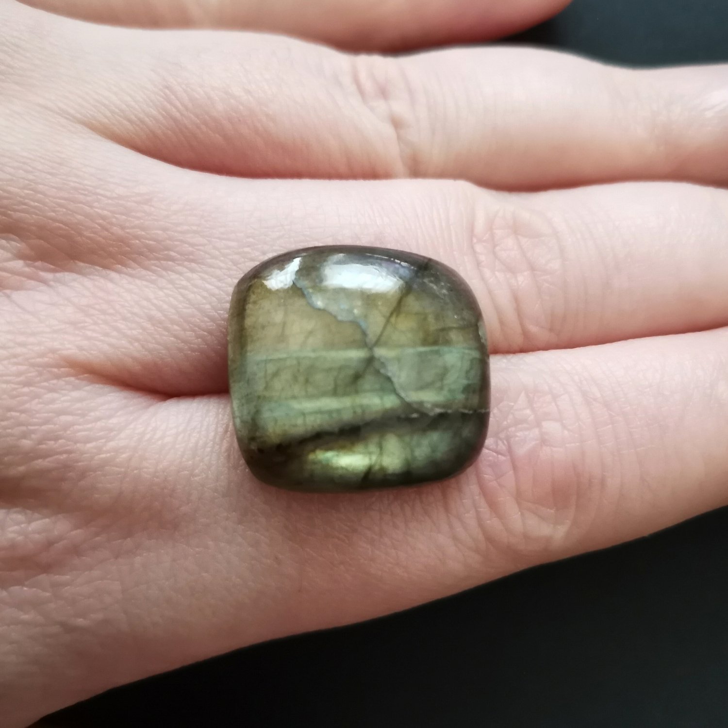Rectangle Labradorite Cabochon - 21.2 mm by 19.8 mm - Image 3