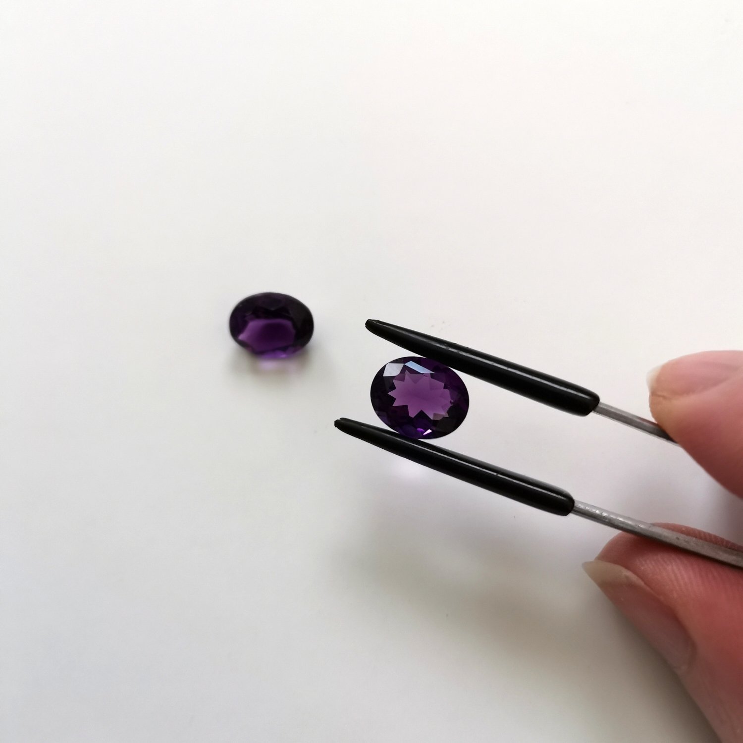 2 x Amethyst Ovals - 9.9mm by 8mm