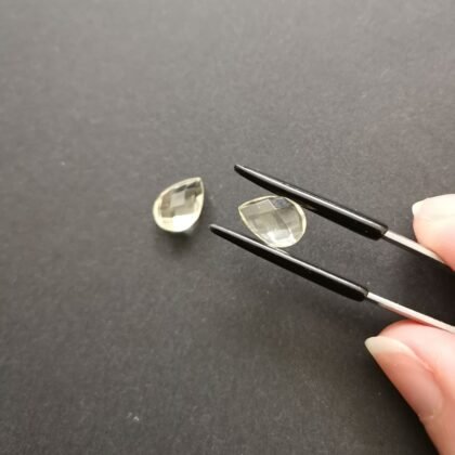 2 x Yellow Citrine Teardrops - 10mm by 7mm