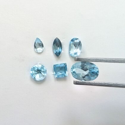 6 x Blue Topaz Gemstones