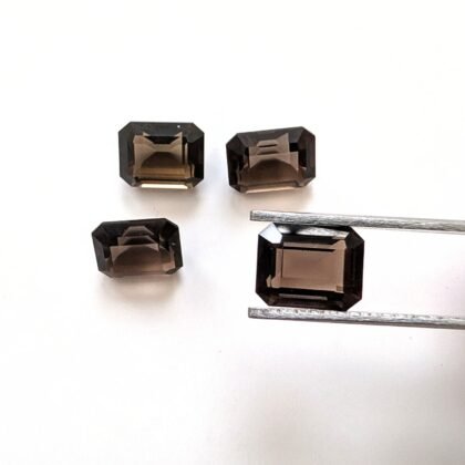 4 x Brown Smoky Quartz Rectangle Gemstones