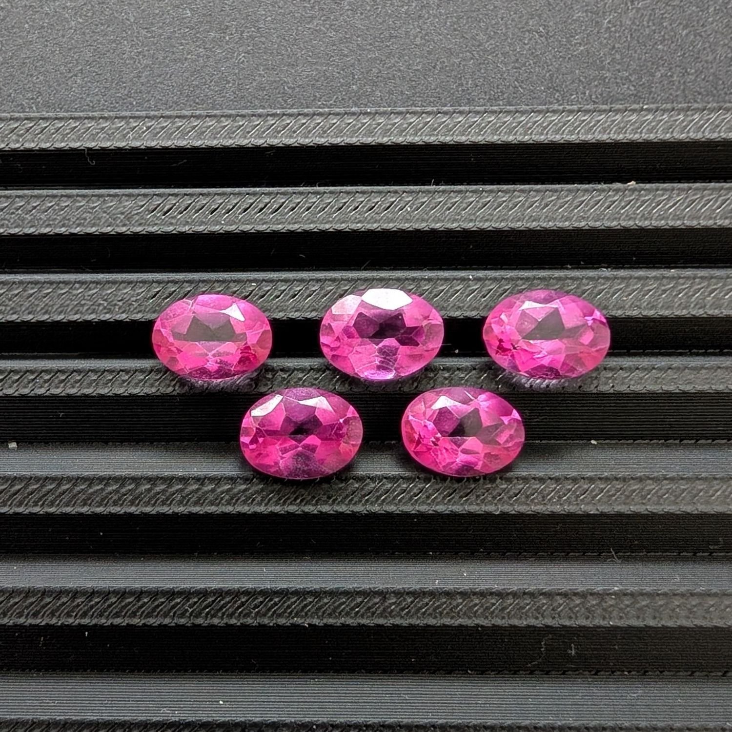 5 x Pink Colour Coated Topaz Ovals - Image 2