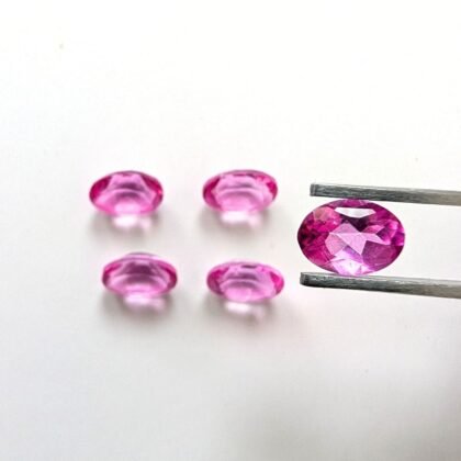 5 x Pink Colour Coated Topaz Ovals