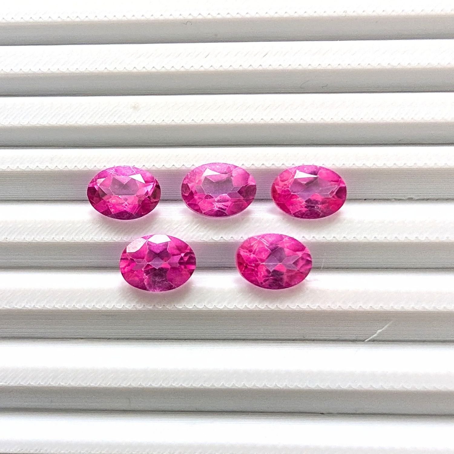 5 x Pink Colour Coated Topaz Ovals - Image 3