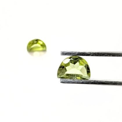 2 x Peridot Semi-Circles - Approx. 7mm by 5mm